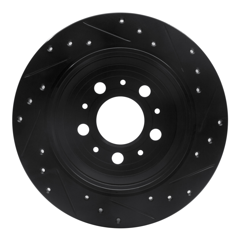 Volvo V70 Brake Rotor (1) - Rear Left - R1 Concepts - Drilled & Slotted - Black - `99-`09